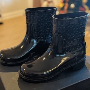 Coach Signature Rain Boot, Black, Size 8